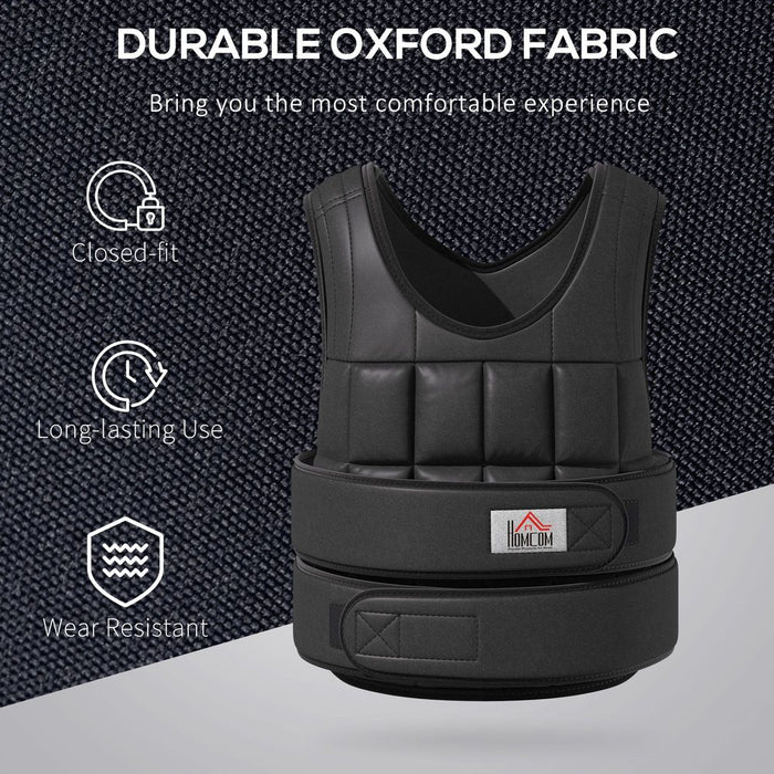 20KG Adjustable Weight Vest for Running, Gym Training & Weight Loss - High Quality HOMCOM