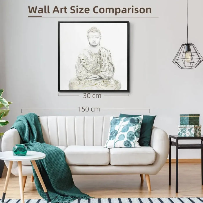 Canvas Wall Art Gold Textured Buddha, Wall Pictures Home Decor, 83 x 83 cm