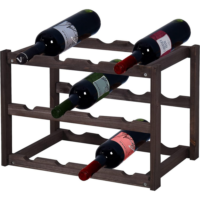 Knight Dark Colour 3 Tier Wooden Wine Rack Holder - Premium Quality, Holds 162 Bottles