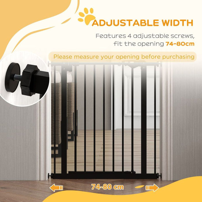 PawHut Adjustable Safety Gate - Keep Pets Safe, Easy Assembly, Black