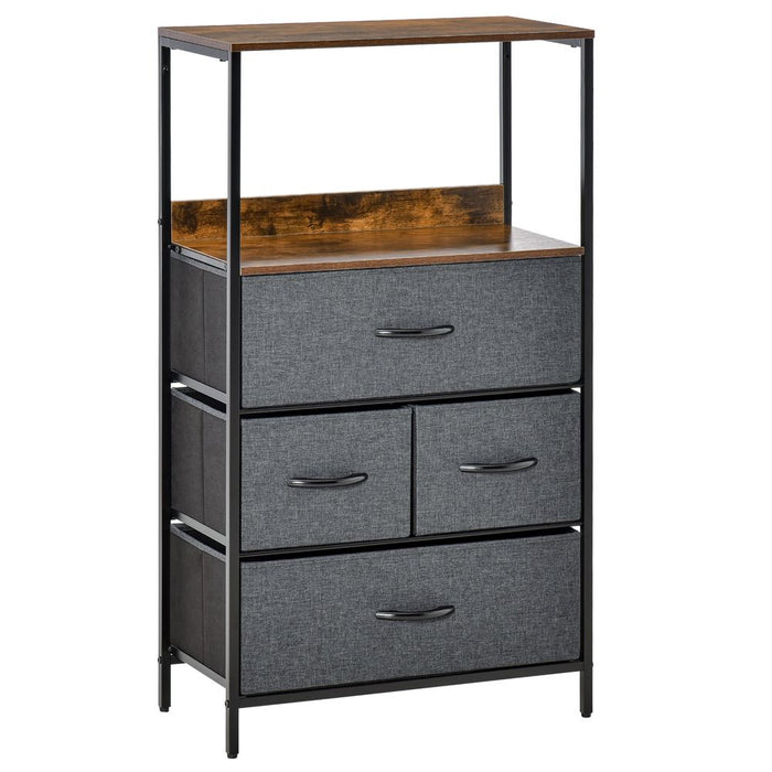 4 Drawer Storage Chest Unit - Black | Home Living Room Bedroom | Shelves | High-Quality