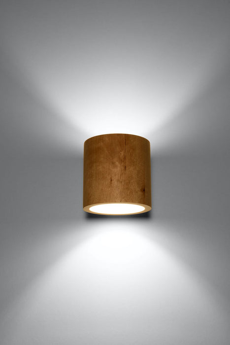 Orbis Up/Down LED Wall Lamp - Natural Wood Round Tube Design - Boho Style - High Quality