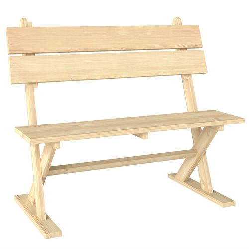 Outsunny 2 Seater Wooden Garden Bench Outdoor Loveseat with Back, Natural