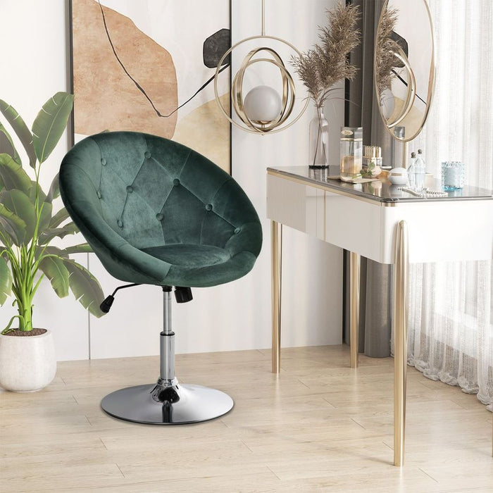 HOMCOM Swivel Tub Chair: Green, Adjustable, Armless, High-Quality Dining Stool