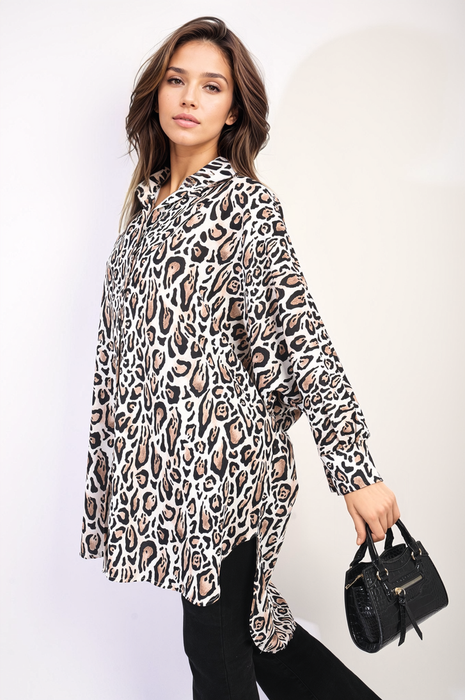 Emelia Oversized Leopard Print Shirt Dress - High-Quality & Versatile, Available in Multiple Colors