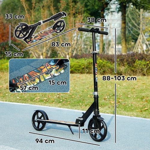 AIYAPLAY Kids Scooter, Foldable Kick Scooter w/ Adjustable Handlebar, Black