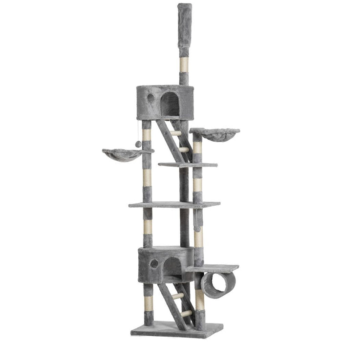 Premium 240-260cm Floor to Ceiling Cat Tree - Light Grey