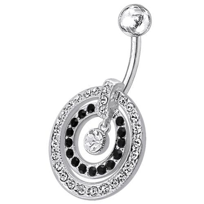 Fancy Multi Stone Jeweled Circle Dangling Belly Navel Ring Body Jewelry