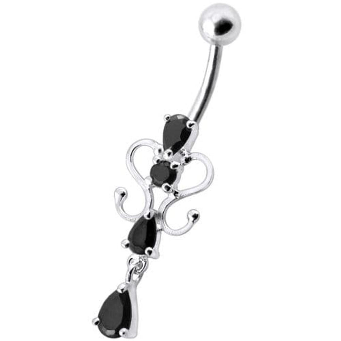 14G Fancy Dangling Green Stone Belly Ring