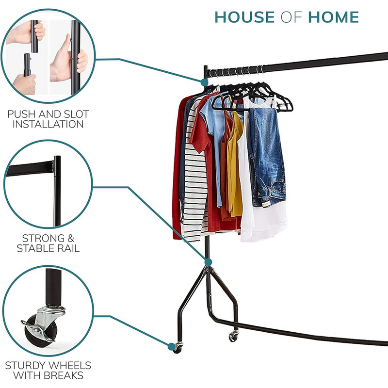 Extra Heavy Duty 4FT Long x 5FT Clothes Rail In Black