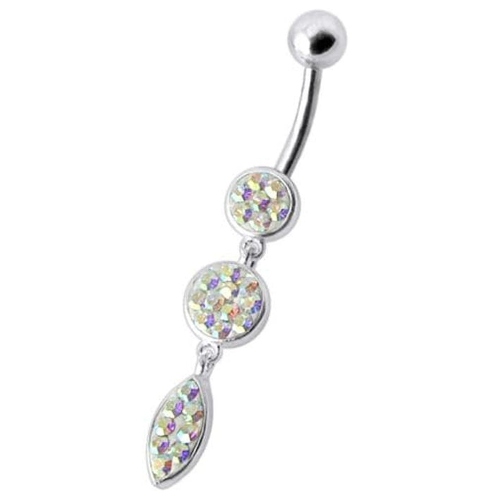 Fancy Pressure Setting  Jeweled Dangling Belly Ring