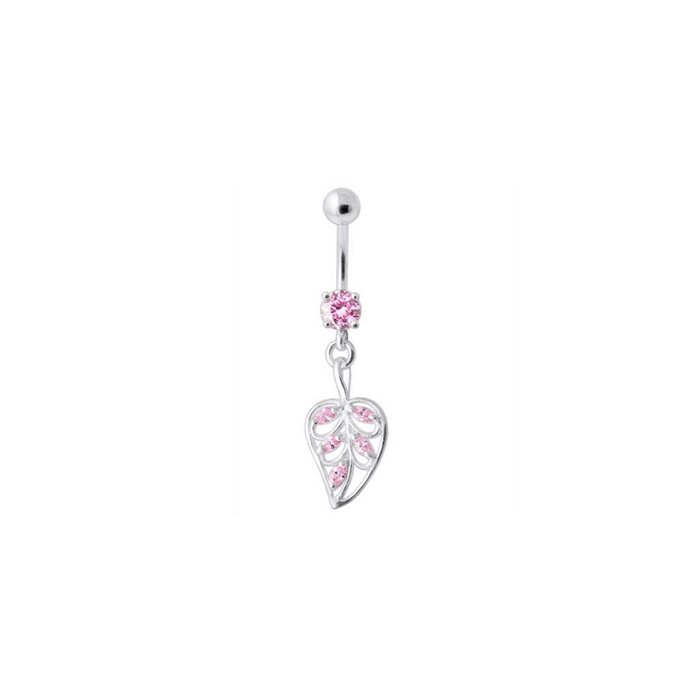 Jeweled Leaf Navel Belly Ring