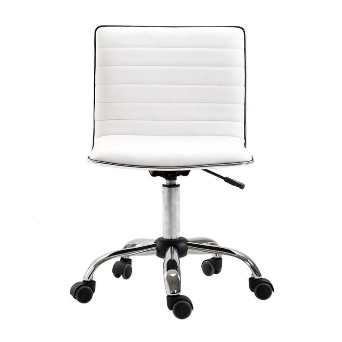 Armless Mid-Back Adjustable Office Chair  360 Swivel Ergonomic White HOMCOM