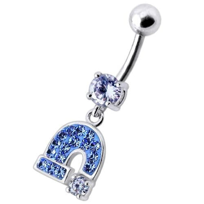 Silver Fancy  Horseshoe Dangling Belly Ring