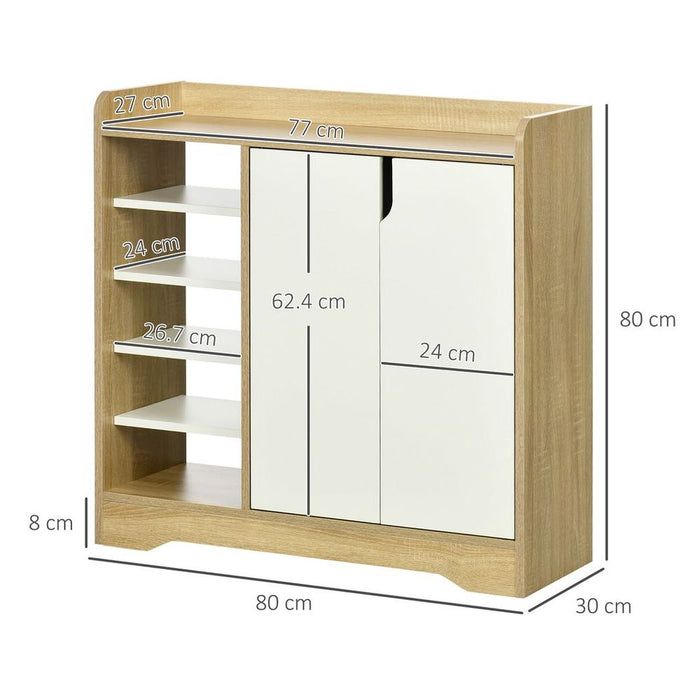 Shoe Storage Organizer w/ Double Door Cabinet Open Shelves for Hallway Entryway