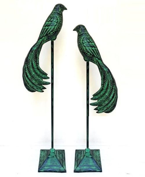 68/81CM SET 2 CAST IRON BIRDS