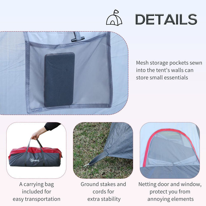 Outsunny 6 Person Camping Tent - Fiberglass & Steel Frame