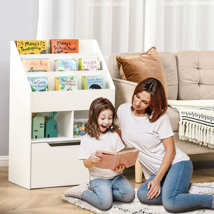 Deluxe White Children's Bookcase & Toy Organiser - Wheels - Top Quality