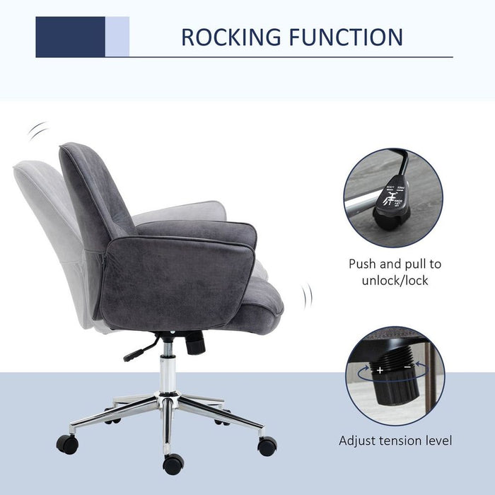 Vinsetto Swivel Computer Office Chair - Mid Back Desk Chair - Deep Grey