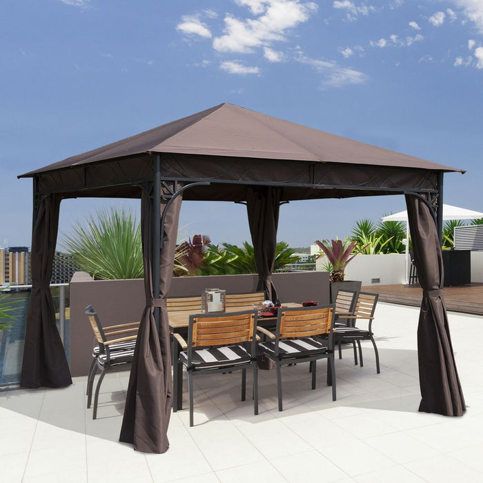 Outsunny 3x3m Metal Gazebo: Sun Shade Party Tent Canopy Pavilion