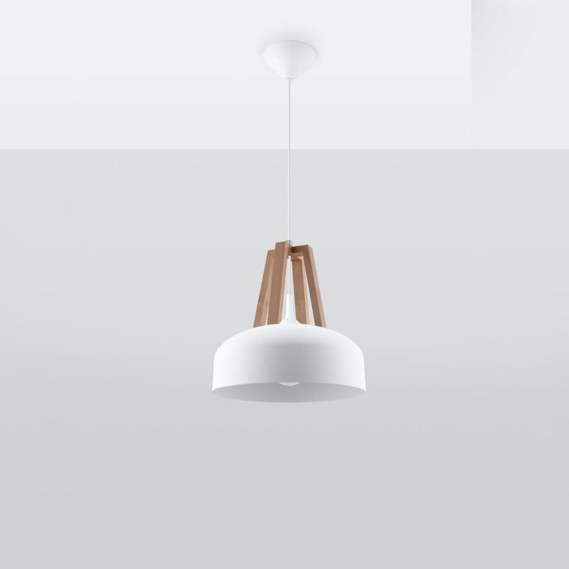 Modern Pendant Lamp: Steel & Wood Design, E27 Socket