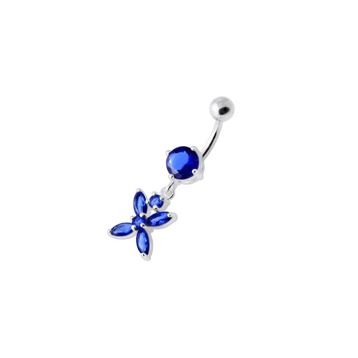 Jeweled Flower Dangling Navel belly bar