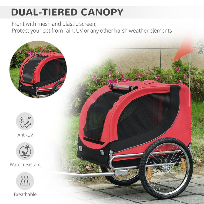 PawHut Steel Dog Bike Trailer Pet Cart Carrier for Bicycle Kit Water Resistant Travel