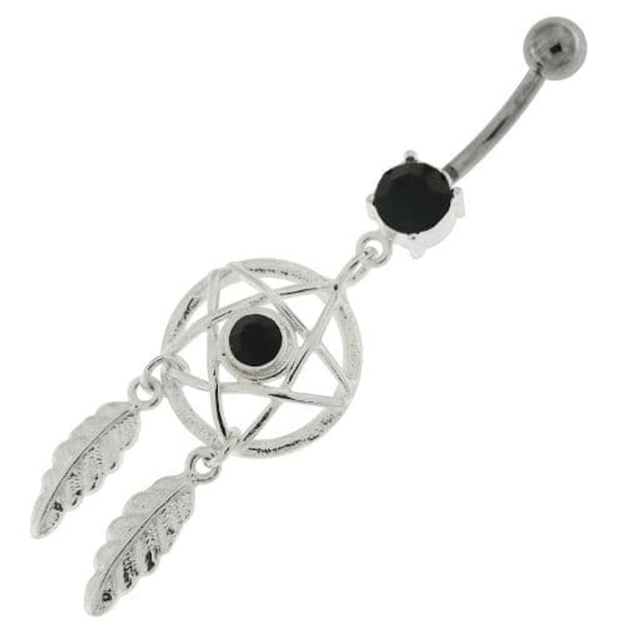 Center Jeweled Star Dream Catcher Dangling Navel Ring