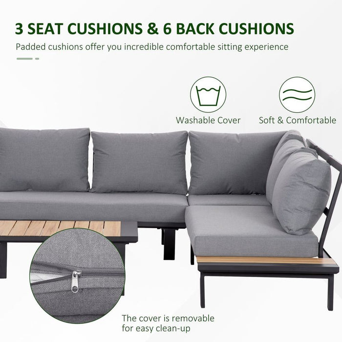 Premium Grey Garden Furniture Set: 4 PCS Conversation Set with Loveseat Table - Best Quality