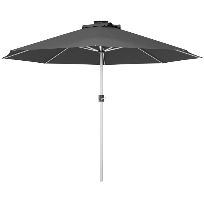 Solar Patio Umbrella w/ Lights, Outdoor Garden Parasol - Charcoal Grey | High-Quality & Versatile