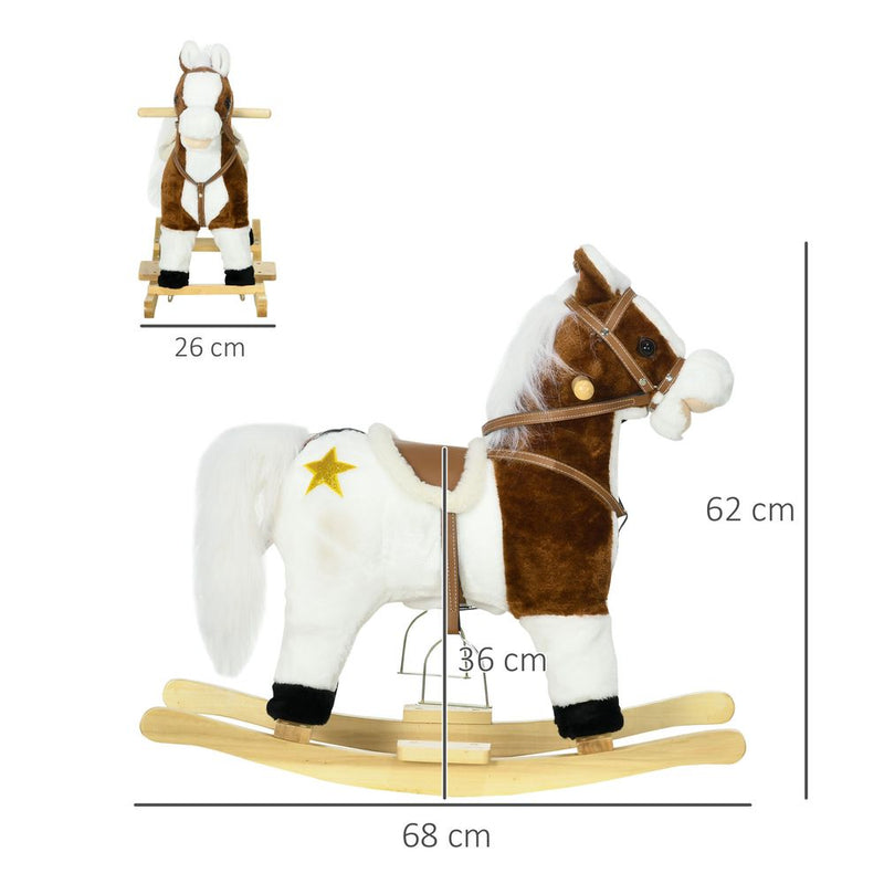 HOMCOM Rocking Horse with Music, Sound, Ride On Horse with Saddle for 3-6 Years