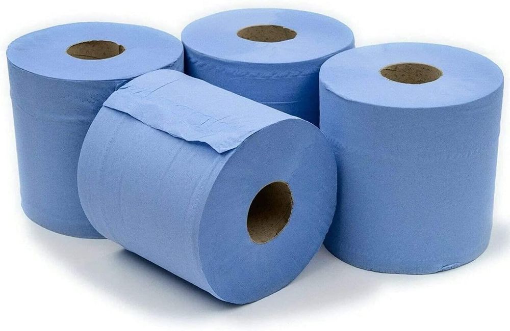 Premium Centrefeed Blue Roll 6 Pack - Absorbent, Recycled, Ideal for Kitchens, Cleaning, Drying Hands - 70M Length