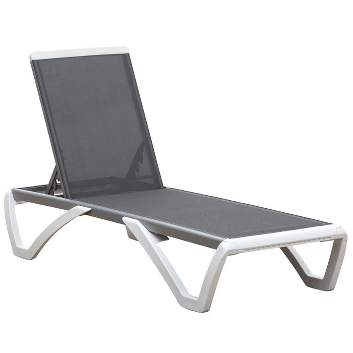 Premium Outdoor Chaise Lounge Chair, Adjustable, Breathable, Light Grey