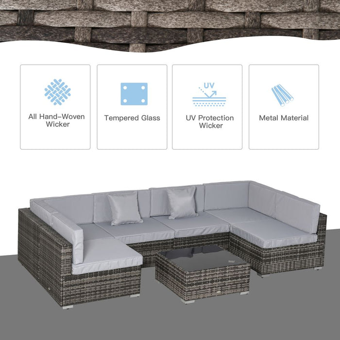 Stylish 7PC Rattan Sofa Set - Modern & Durable Outdoor Furniture with Coffee Table - Shop Now!