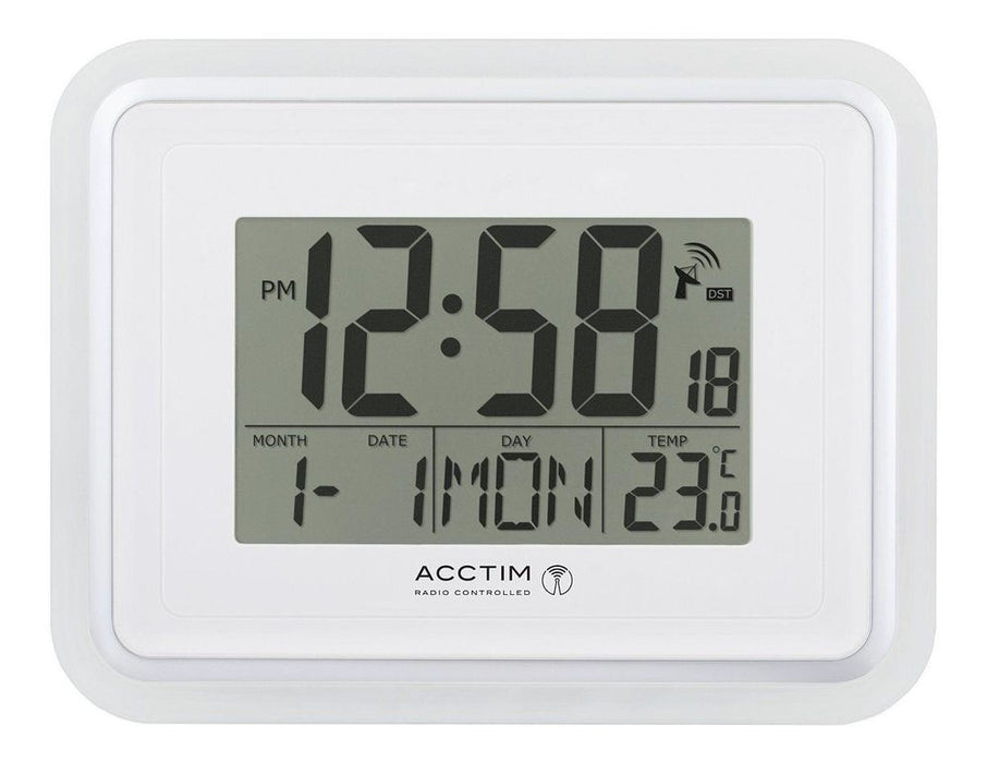 Acctim Delta Radio Controlled Digital Calendar Clock - Silver 74577