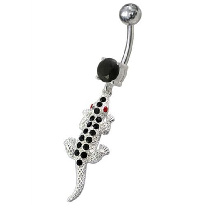 Fancy Jeweled Lizard Dangling Navel Belly Ring