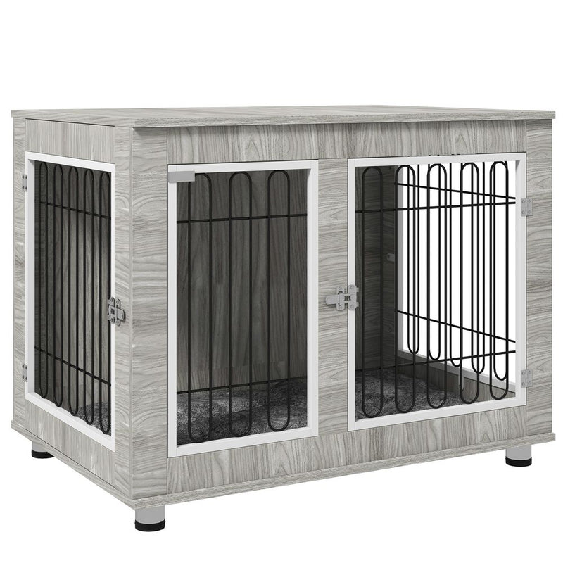 PawHut Dog Crate Furniture, Double Door, Soft Cushion - Perfect for All Pets