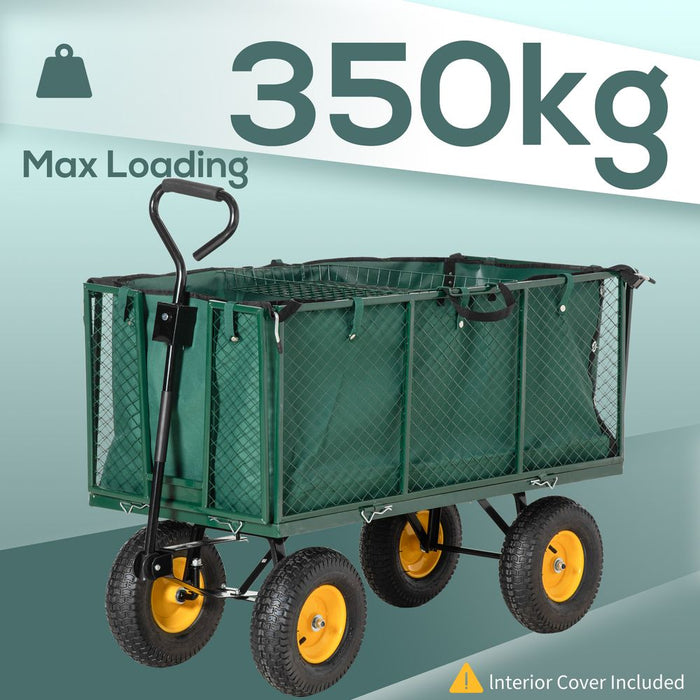 High-Quality 4-Wheel Garden Cart Truck - Green Trailer for Heavy Loads