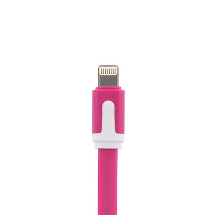 Tangle-Free 1m Micro USB Cable for Sync & Charge - Hot Pink