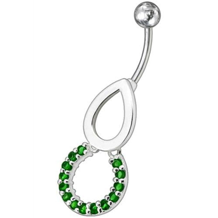 Pear Jeweled Fancy Round Dangling Belly Ring