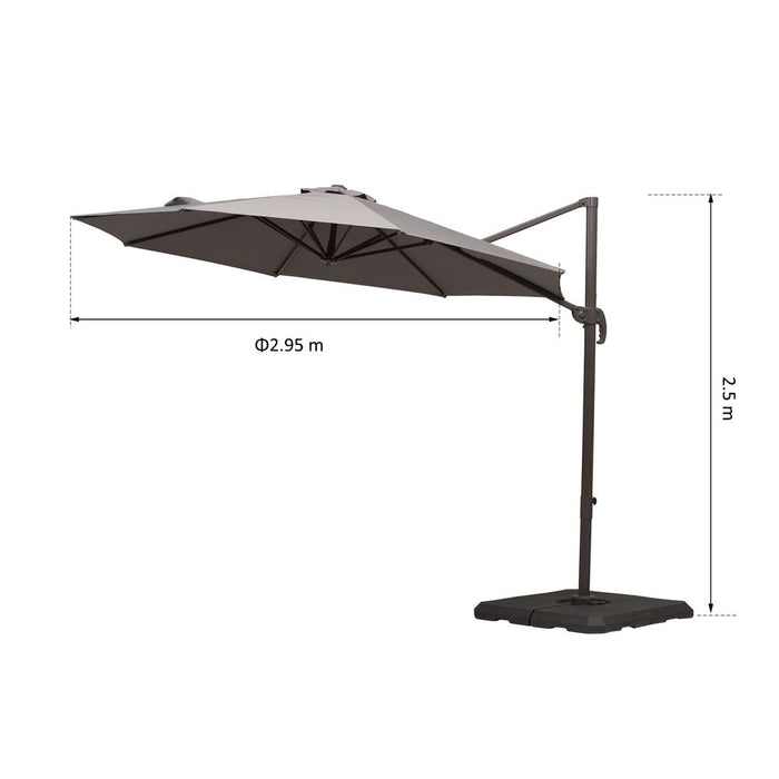 3m Cantilever Aluminium Frame Outdoor Garden Parasol