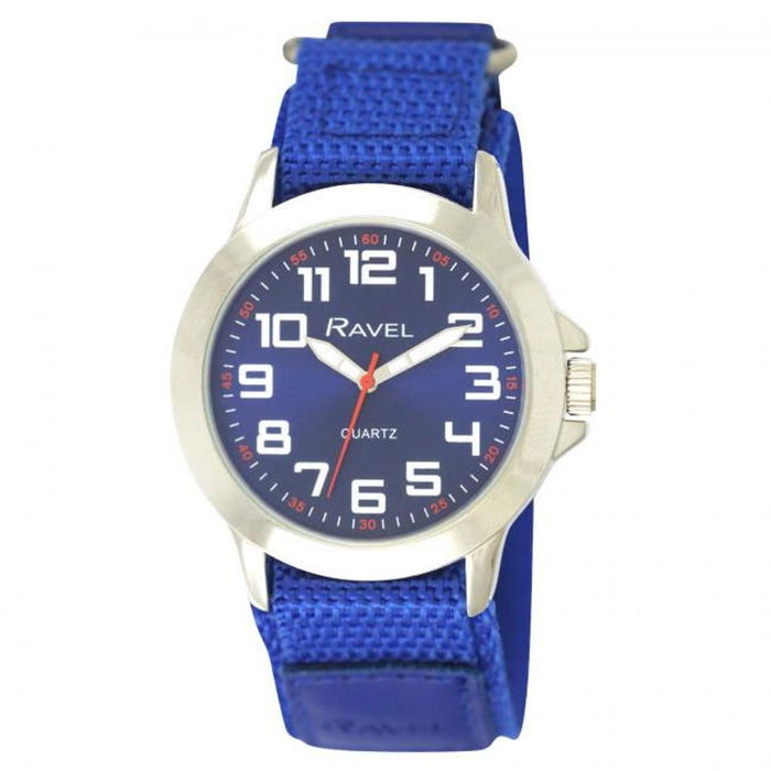 Ravel Mens Sports Case Blue Arabic Dial Blue Velcro Strap Watch R1601.65.66