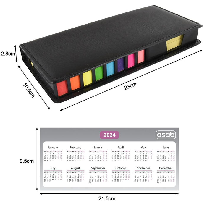 2024-2027 Sticky Notes Desk Calendar ZIZ000137 - Leather Look Set