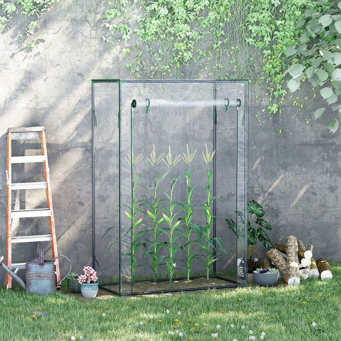 100x50x150cm Greenhouse Steel Frame PVC Cover with Roll-up Door Outdoor Green