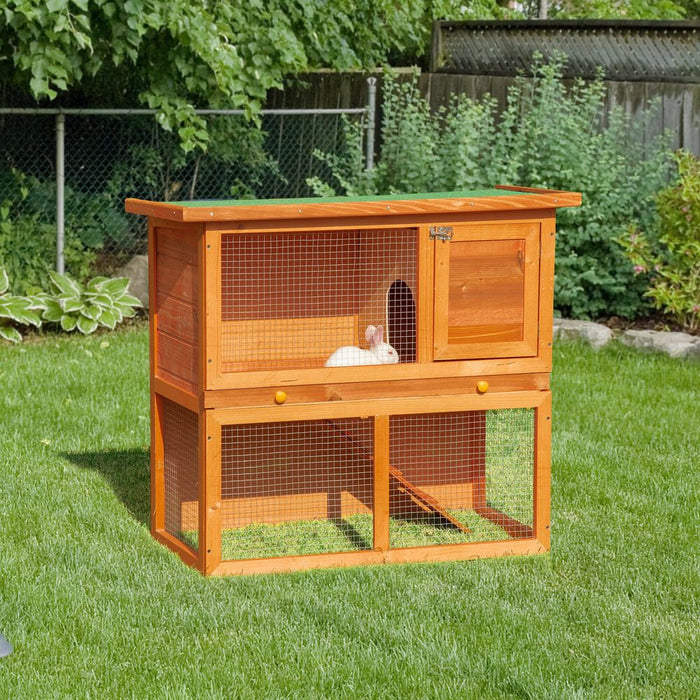 2-tier Rabbit Hutch Small Animal House | Outdoor Backyard | All-Weather Resistant | Multiple Sizes | Solid Construction