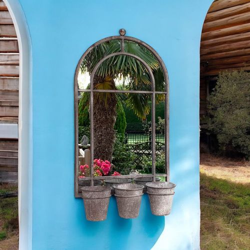 80CM WALL MIRROR WITH TRIPLE PLANTER
