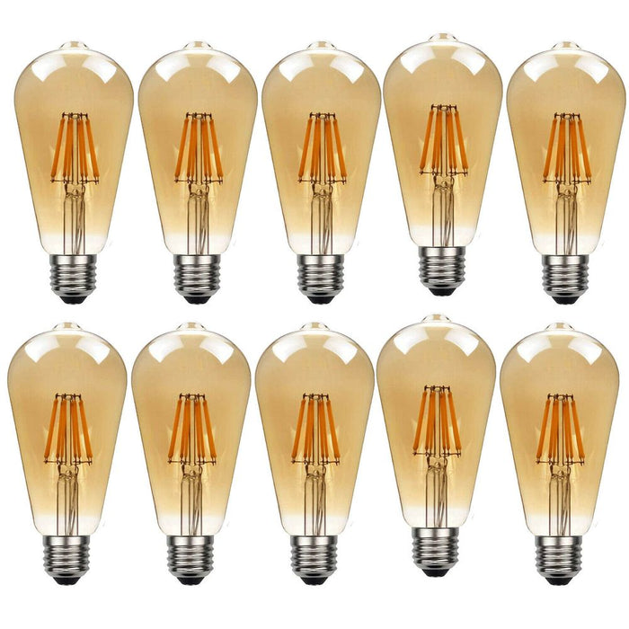 10 Pack E27 LED Edison Dimmable Vintage Amber Glass Warm white 2700K Light Bulb