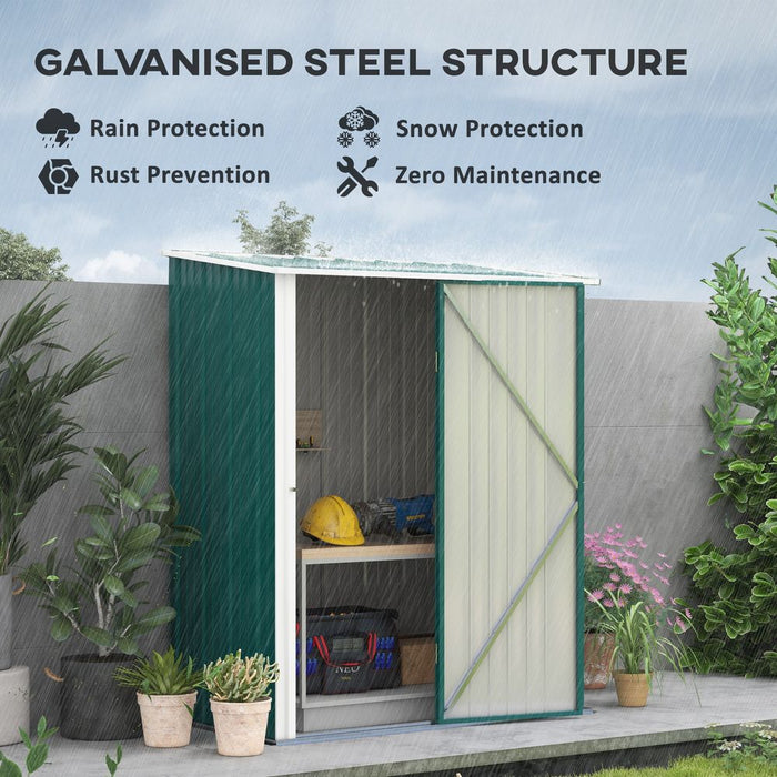 Outsunny Outdoor Storage Shed Steel Garden Shed w/ Lockable Door for Garden