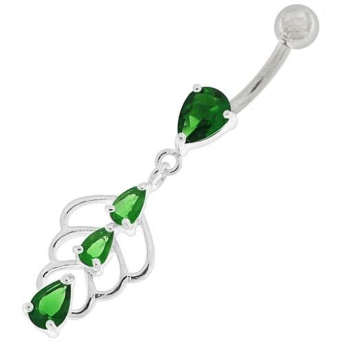 Triple Stone Jeweled Joining Belly Ring