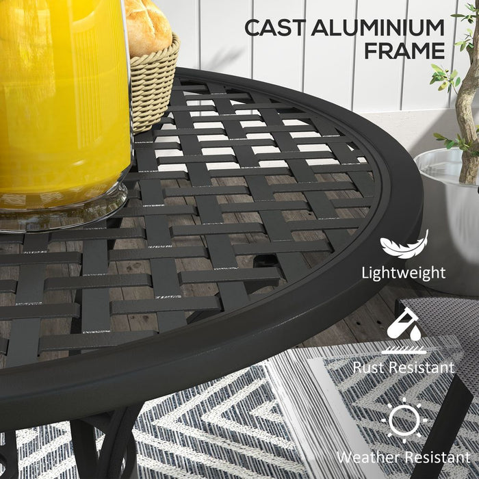 Premium Outsunny Cast Aluminium Bistro Table - Balcony, Black - High-Quality & Weather Resistant - Shop Now!